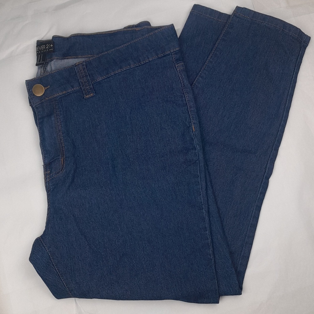 Forever 21 + Plus Size Blue Stretchy Skinny Jeans